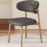 Contemporary Scandinavian Microfiber Leather Carbon Steel Square Curved Dining Chair Backrest For Living Room