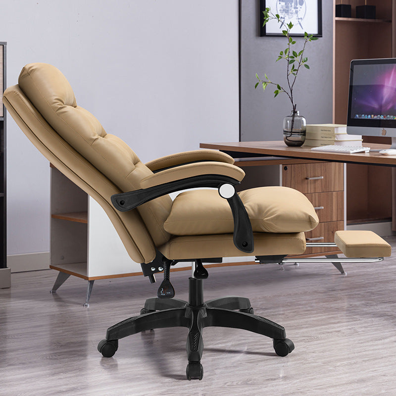 Modern Simplicity Cowhide Microfiber Leather Steel Cotton Sponge Square Massage Desk Chair Backrest Footrest Adjustable For Home Office