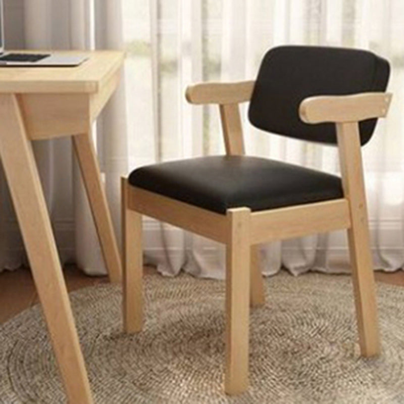 Modern Simplicity Rubber Wood Fabric Leather Sponge Square Desk Chair Backrest Armrest For Study