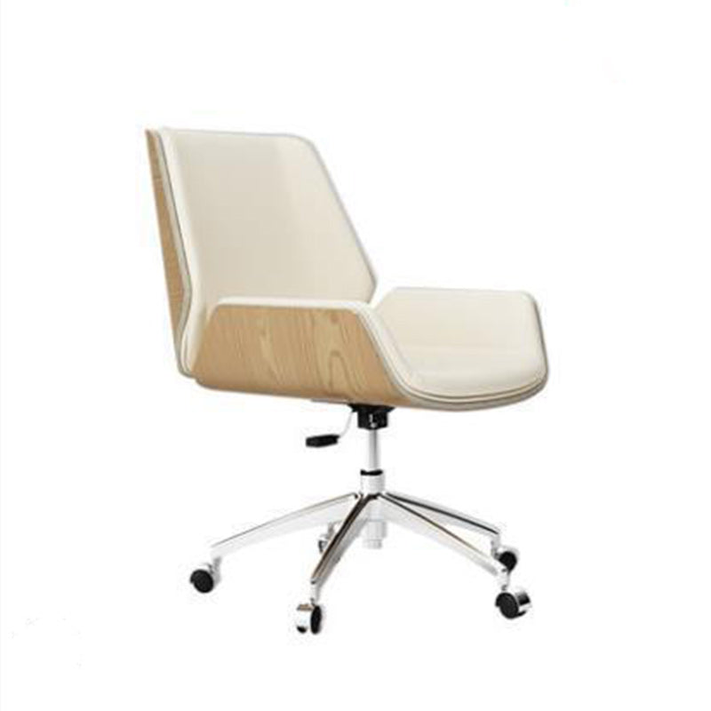 Contemporary Nordic Square Leather Board Steel Desk Chair Backrest Swivel For Home Office