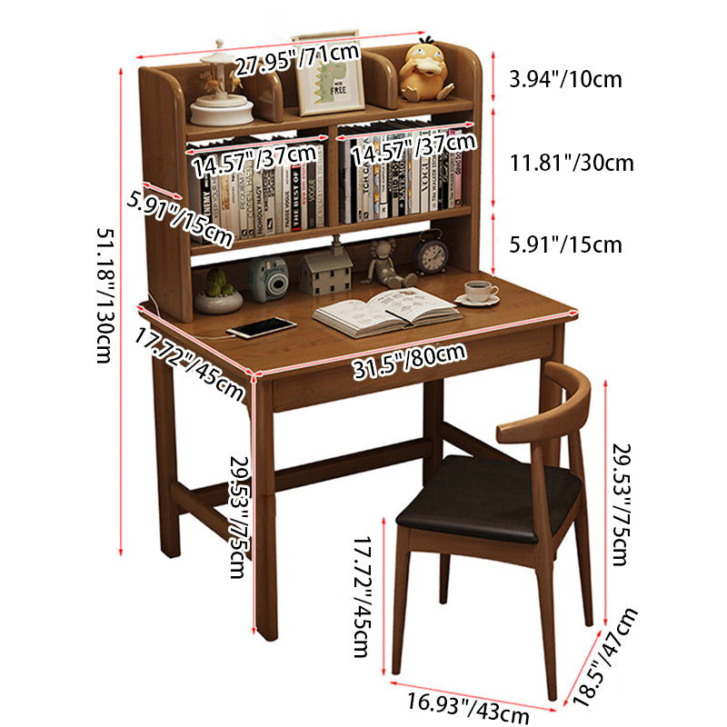 Modern Simplicity Rectangle Solid Wood Rubberwood Desk 1-Drawer For Home Office