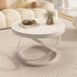 Modern Luxury Round Long Curved Rock Slab Metal Side Table 1-Tier For Living Room