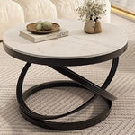 Modern Luxury Round Long Curved Rock Slab Metal Side Table 1-Tier For Living Room