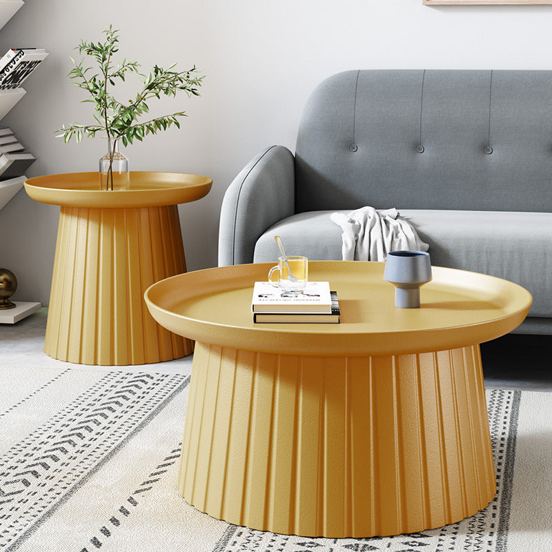 Modern Minimalist Round Tray Cylinder Plastic Coffee Table For Living Room