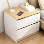 Modern Minimalist Rectangular Faux Panel Nightstand 2-Drawer For Bedroom