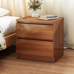 Modern Minimalist Rectangular Faux Panel Nightstand 2-Drawer For Bedroom