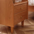 Traditional Japanese Trapezoidal Rectangular Solid Wood Nightstand 2-Tier 2-Drawer For Bedroom