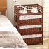 Modern Simplicity Rectangular Rattan Nightstand 3-Storage For Bedroom