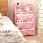 Modern Simplicity Rectangular Rattan Nightstand 3-Storage For Bedroom