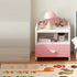 Contemporary Creative Kids Rectangular Faux Panel Nightstand 1/2 Drawer For Bedroom