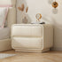 Modern Minimalist Rectangular Round Corner Microfiber Leather Wooden Nightstand 2-Drawer For Bedroom