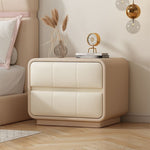 Modern Minimalist Rectangular Round Corner Microfiber Leather Wooden Nightstand 2-Drawer For Bedroom