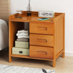 Modern Minimalist Rectangular Nan Bamboo Density Board Nightstand 1/3 Drawer For Bedroom