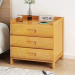 Modern Minimalist Rectangular Nan Bamboo Density Board Nightstand 1/3 Drawer For Bedroom