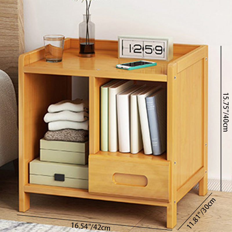 Modern Minimalist Rectangular Nan Bamboo Density Board Nightstand 1/3 Drawer For Bedroom