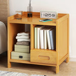 Modern Minimalist Rectangular Nan Bamboo Density Board Nightstand 1/3 Drawer For Bedroom