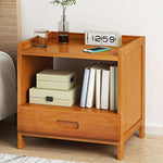 Modern Minimalist Rectangular Nan Bamboo Density Board Nightstand 1/3 Drawer For Bedroom