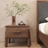 Traditional Chinese Rectangular Wood Grain Cylinder Base Solid Wood Nightstand 1-Drawer For Bedroom