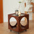 Modern Minimalist Removable Square Glass Wood End Table 2-Tier For Living Room