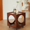 Modern Minimalist Removable Square Glass Wood End Table 2-Tier For Living Room
