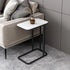 Modern Minimalist Rectangular Round Corner Marble Grain Density Board Steel Frame End Table 1/2 Tier For Living Room