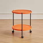 Modern Minimalist Removable Round Plastic Metal End Table 2-Tier For Living Room