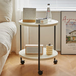 Modern Minimalist Removable Round Plastic Metal End Table 2-Tier For Living Room