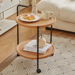 Modern Minimalist Removable Round Plastic Metal End Table 2-Tier For Living Room