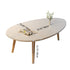 Modern Minimalist Oval Wood Coffee Table 1/2-Tier For Living Room