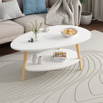 Modern Minimalist Oval Wood Coffee Table 1/2-Tier For Living Room