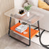 Contemporary Nordic Rectangular Glass Iron Fabric End Table 2-Tier For Living Room