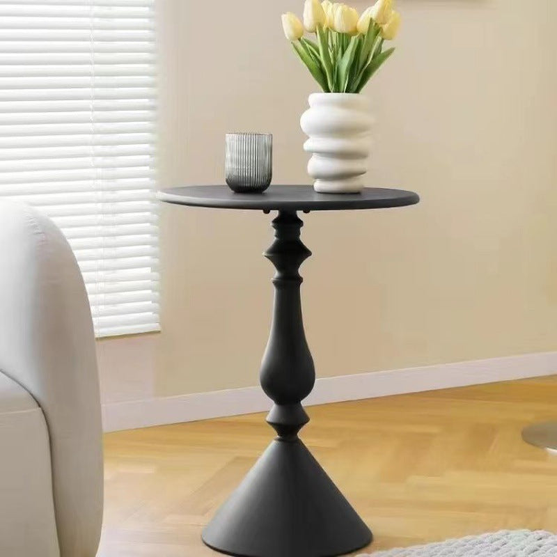 Modern Minimalist Round Carbon Steel End Table 1-Tier For Living Room