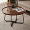 Contemporary Nordic Round Wood Iron Coffee Table 1-Tier For Living Room