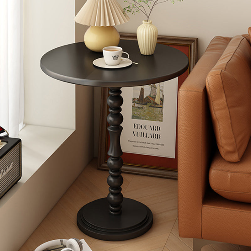 Traditional Vintage Round Wood Iron End Table 1-Tier For Living Room