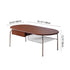 Contemporary Nordic Oval Stainless Steel Wood Coffee Table 2-Tier For Living Room