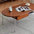 Contemporary Nordic Oval Stainless Steel Wood Coffee Table 2-Tier For Living Room