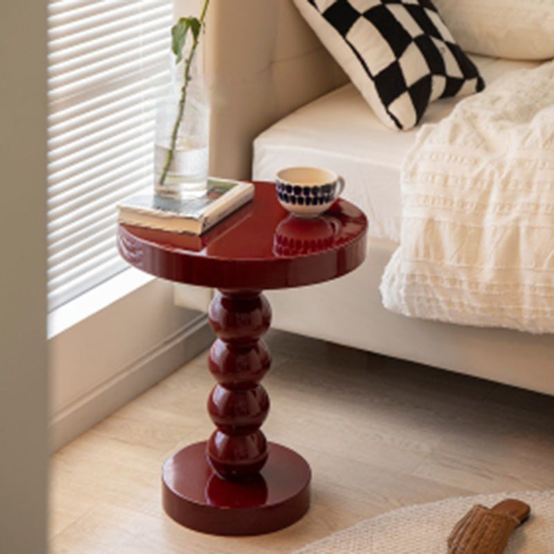 Traditional Vintage Round Wood End Table 1-Tier For Living Room