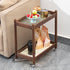 Modern Minimalist Rectangular Tabletop Acrylic Bamboo End Table 2-Tier For Living Room