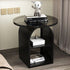 Modern Minimalist Round Tempered Glass Iron End Table 3-Tier For Living Room