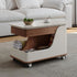 Contemporary Retro Rectangular Rock Slab Wood Plate End Table 4-Storage Movable For Living Room