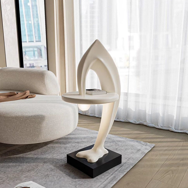 Contemporary Creative Dolphin Shape Fiberglass End Table 1-Tier For Living Room