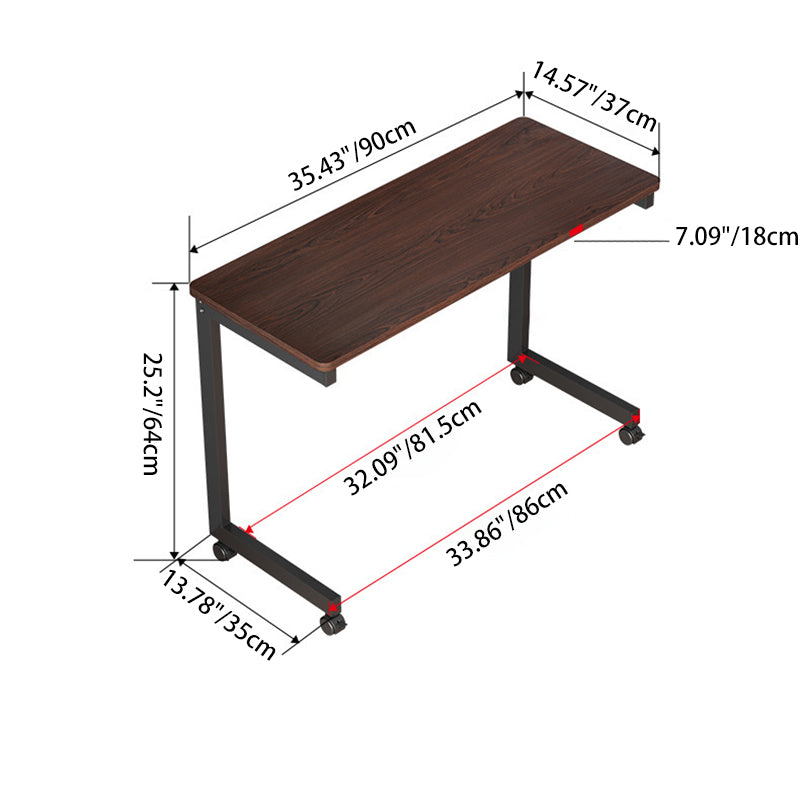 Modern Minimalist Rectangular C-Shape Particle Board Steel Pipe End Table 1-Tier Movable For Living Room