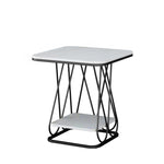 Contemporary Nordic Square Geometric Rock Slab Iron End Table 1/2-Tier For Living Room