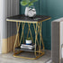 Contemporary Nordic Square Geometric Rock Slab Iron End Table 1/2-Tier For Living Room