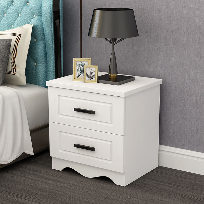 Modern Simplicity Rectangular Board Nightstand 2-Drawer For Bedroom