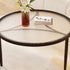 Contemporary Luxury Tempered Glass Iron Wood Coffee Table 1-Tier For Living Room