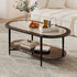 Traditional Vintage Oval Tempered Glass Tabletop Carbon Steel Coffee Table 2-Tier For Living Room