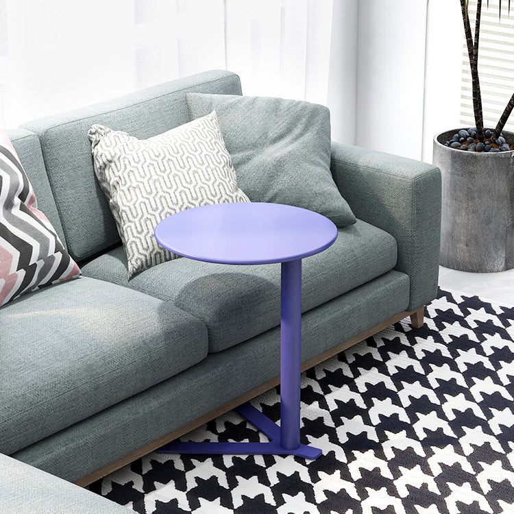 Modern Minimalist V-Shaped Top Round Iron End Table For Living Room