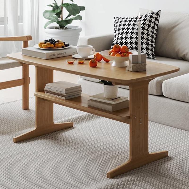 Modern Minimalist Rectangular Bamboo Coffee Table For Living Room