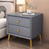 Modern Minimalist Rectangular Fiberboard Top Microfiber Leather Nightstand 2-Drawer For Bedroom